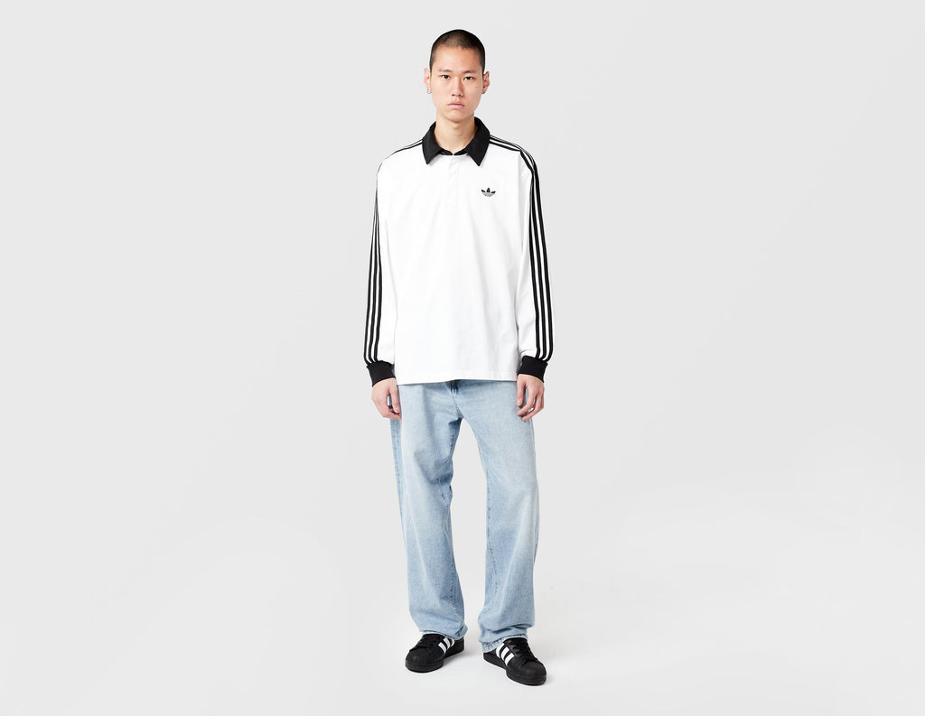 adidas Originals 3-Stripes Rugby Long Sleeve Polo Shirt
